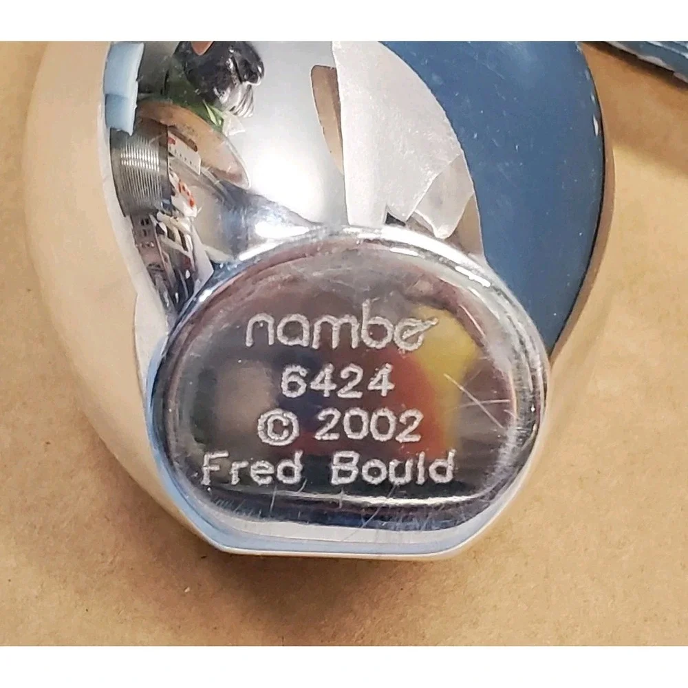 VTG Nambé Space Age Paperweight Desk Clock  #6424 Fred Bould 2002 Original Box